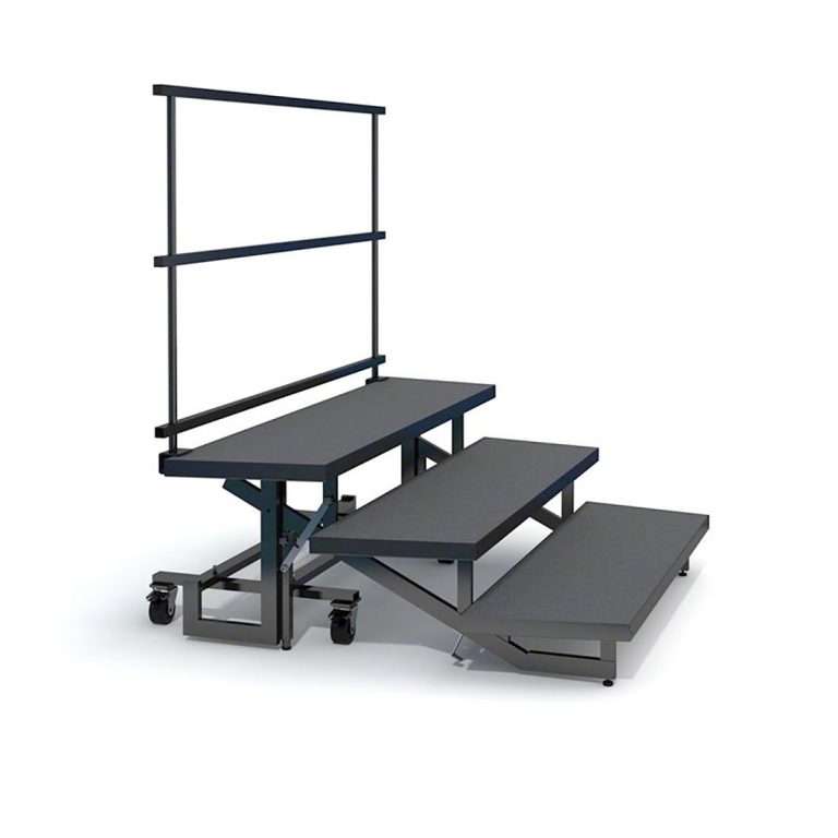 Staging 101 3 Tier Wedge Folding Choral Riser with Guard Rail carpet finish