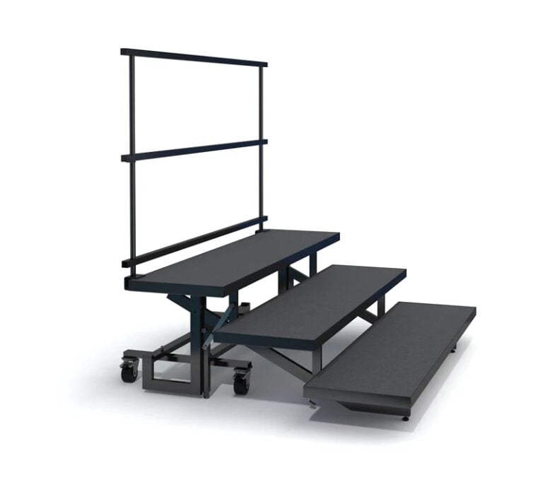 3 Tier Straight Folding Choral Riser with Guard Rail